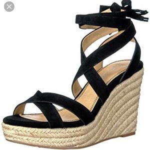 Janice black espadrilles wedge sandals